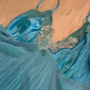 Blue Lace-Trim Satin & Chiffon Nightgown - Women's Intimates